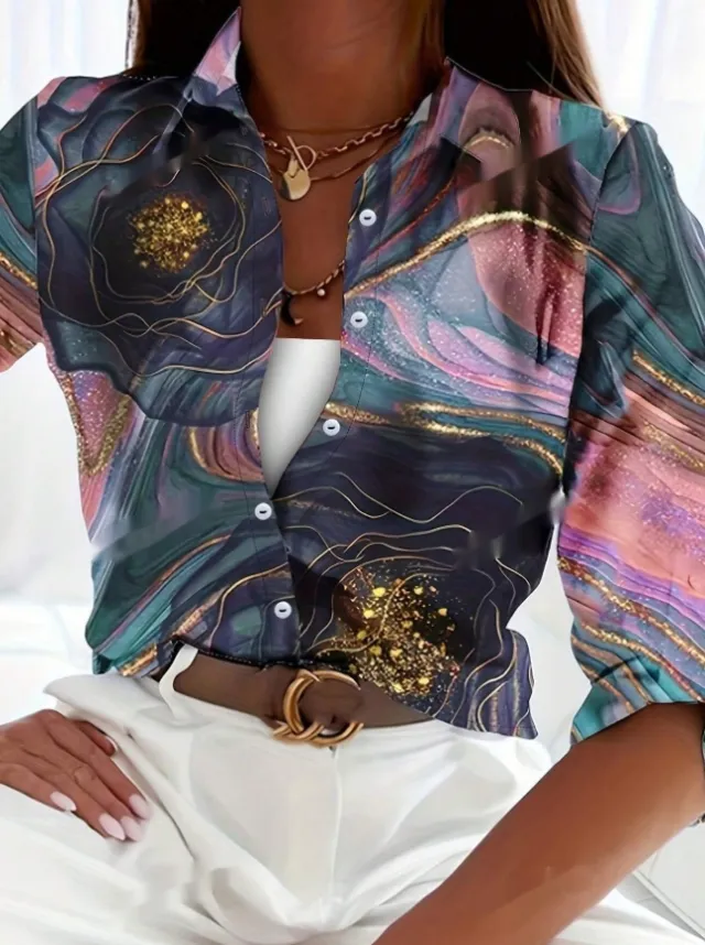 Women's Spring Summer Long Sleeve Casual Shirt Multicolour - Shop at LoveMi