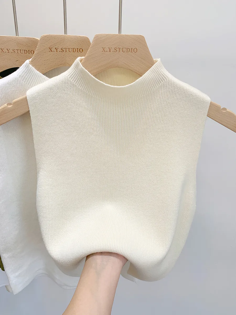 Women's Elegant Inner Knitted Sweater Bottoming Shirt - Apricot