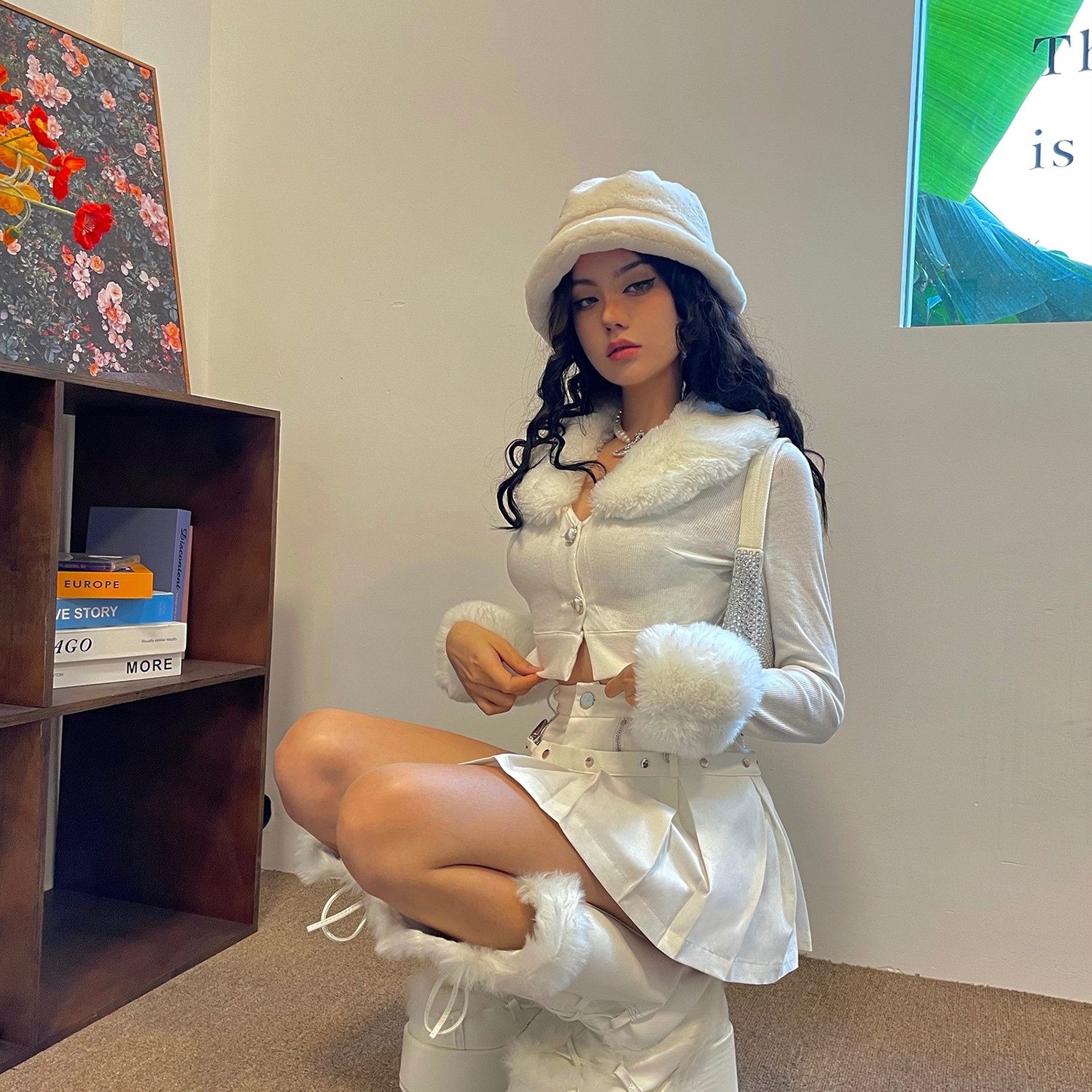 Winter Limited Retro Plush Detachable Knitted Slender