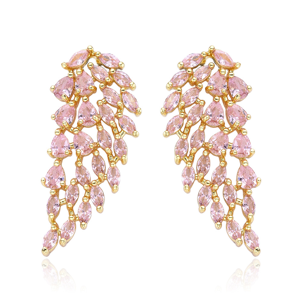 Women's Personalized Fashionable All-match Over Inlaid Zircon Angel Wings Earrings