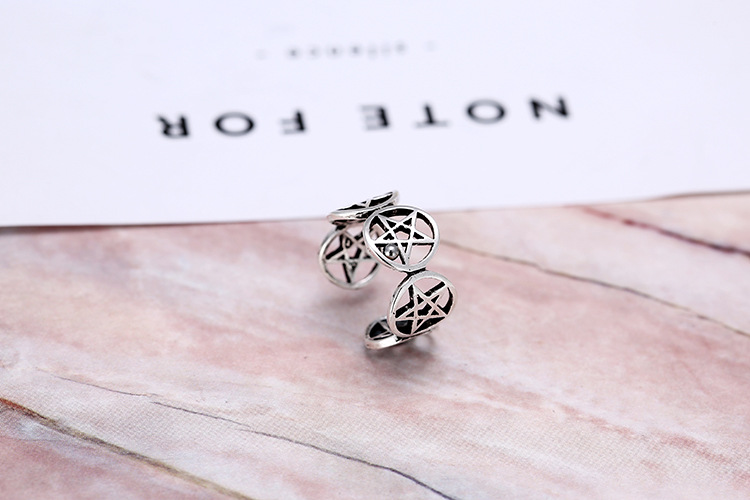 Title 6, Pentagram Openwork Retro Rings Women