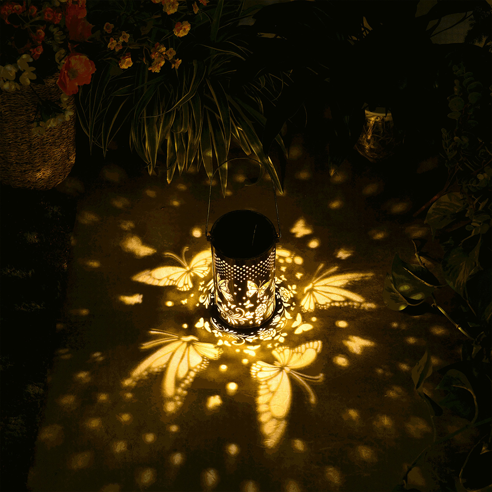 Outdoor Pluggable Or Hanging Iron Solar Butterfly Projector Lamp — foto 6