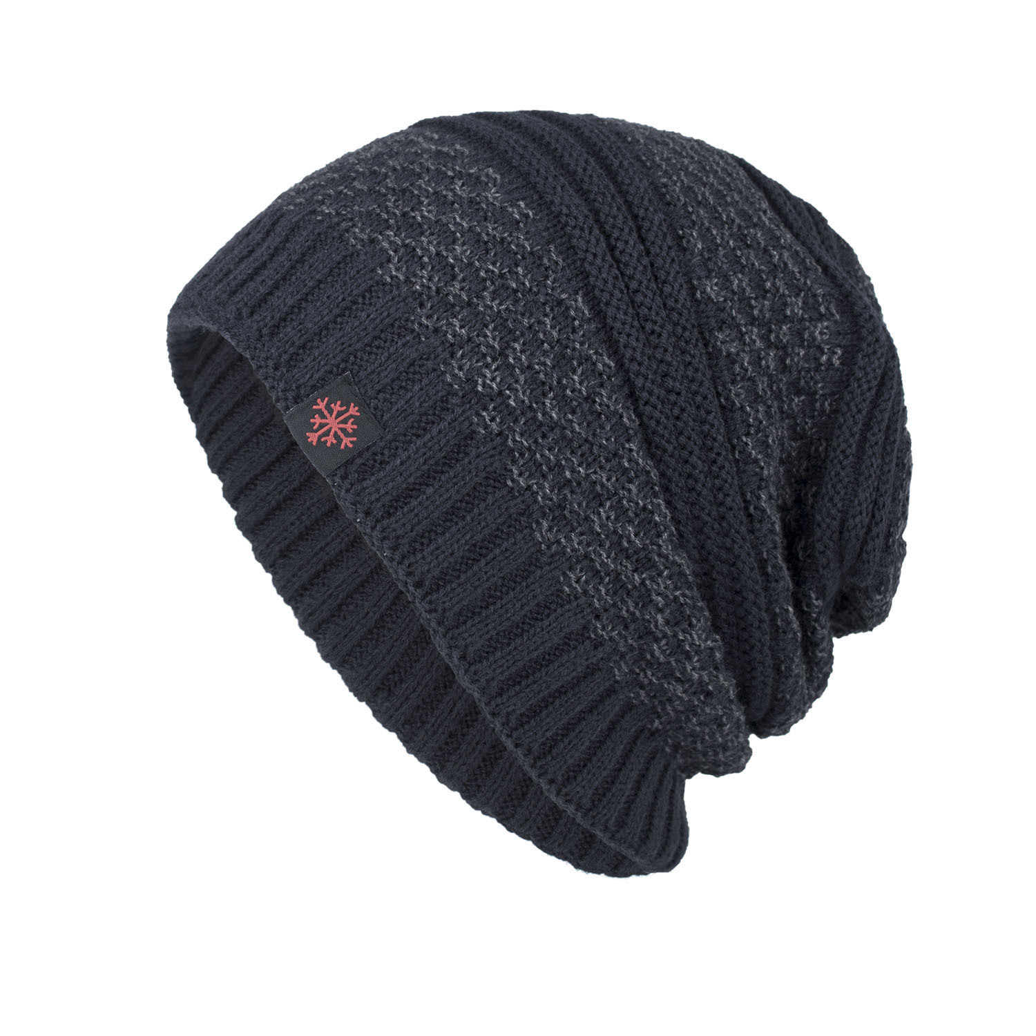 Knitted Wool Hat With Red Snowflake Cloth Mark