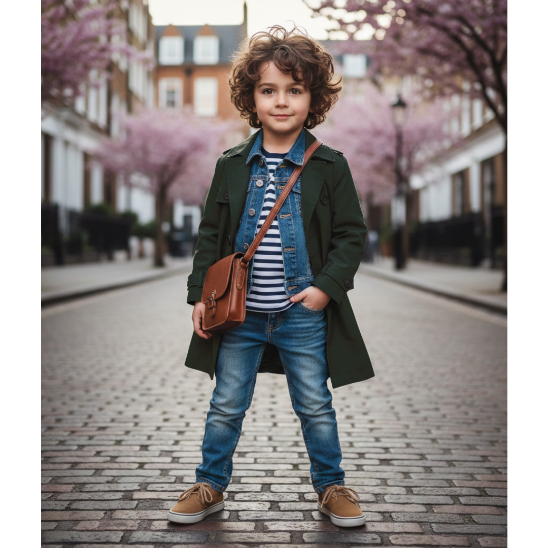 Kids Double Breasted Trench Coat Cotton Autumn Jacket For Boys-Girls -4 To 9 YRS — image 8