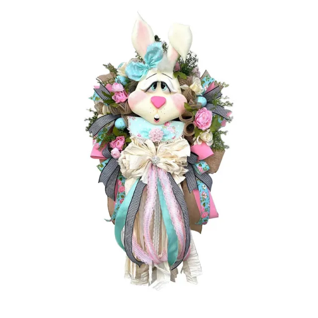 Easter Bunny Pendant Christmas Wreath Decoration Home Door Hanging Rabbit Wreath - Shop at LoveMi