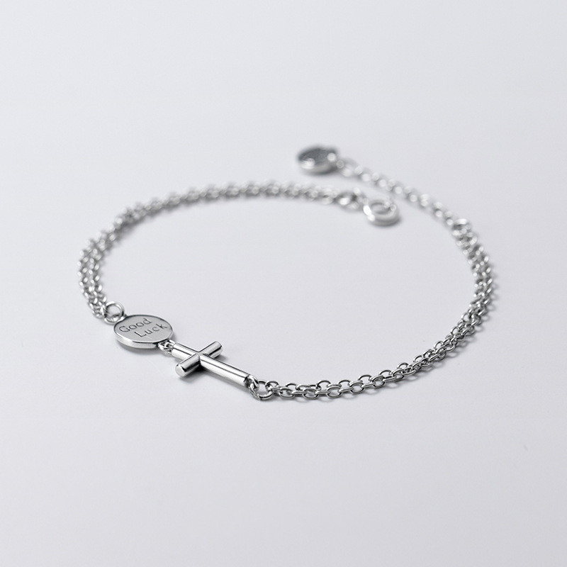 Korean Style Fashion Thai Silver English Alphabet Cross