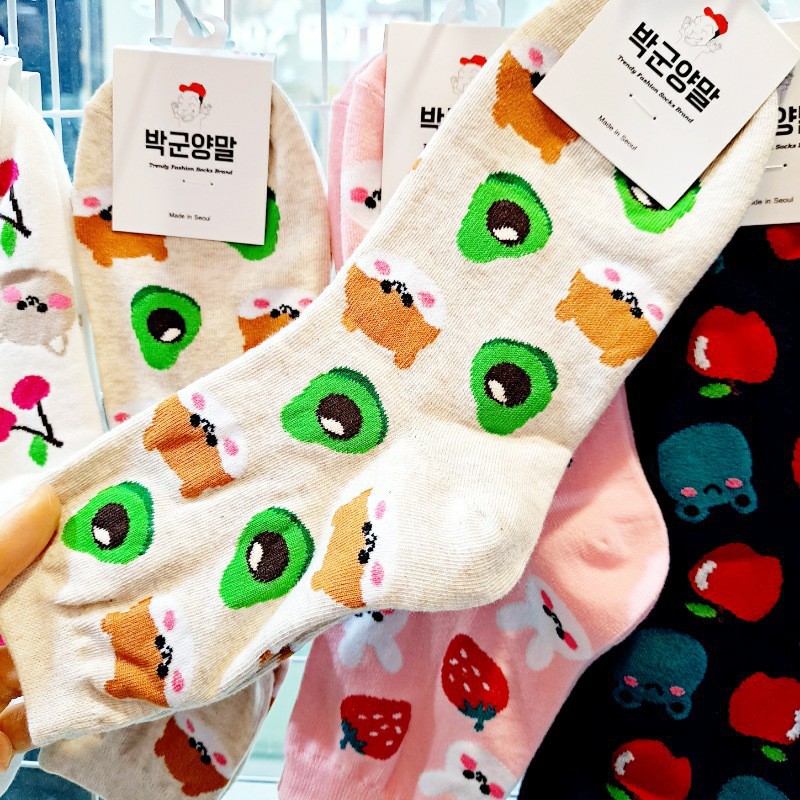 Medium Socks Little Bear Avocado Girls