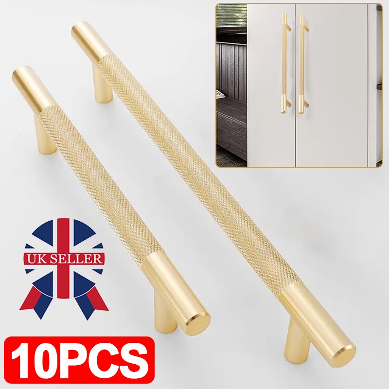 Kitchen Cabinet Door Handles Cupboard Drawer Interior Steel Knurled T Bar Handle — image 4