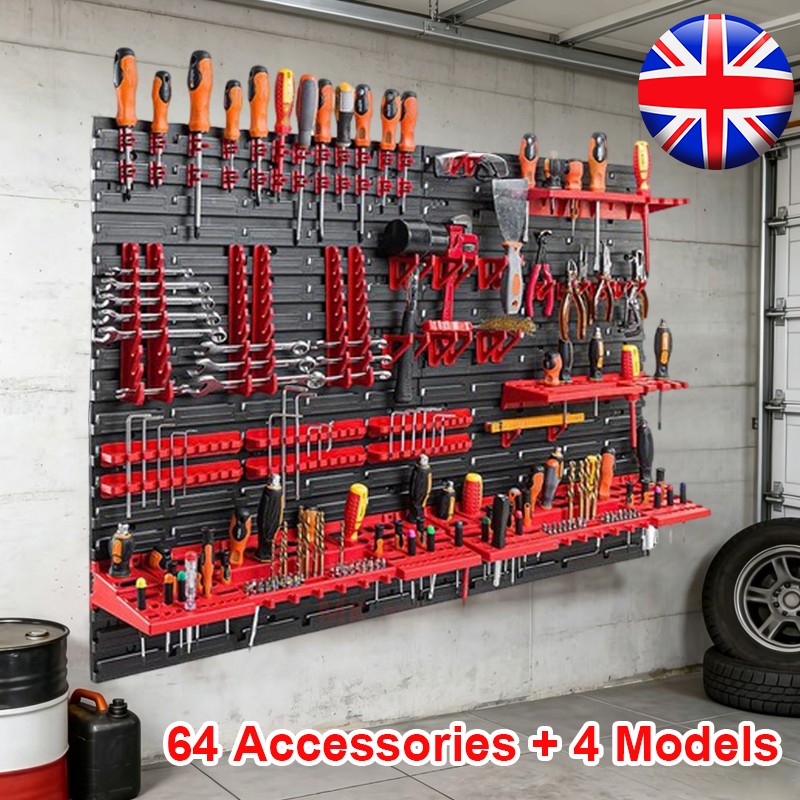 WALL MOUNTED TOOL PEG BOARD SET GARAGE STORAGE BINS WORKSHOP RACK SHED ORGANISER — image 6