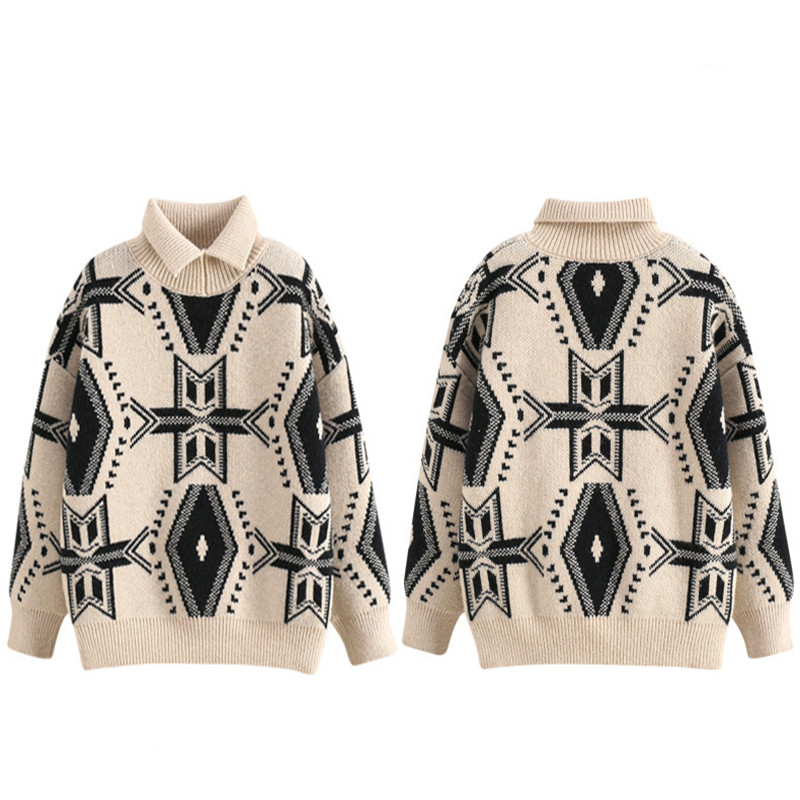 بلوفرات يدوية قابلة للتمدد ذات طراز غربي عصري لخريف وشتاء