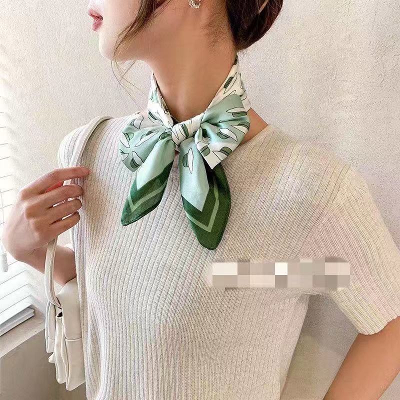 Four Seasons New Printing Decoration Ethnic Flowers Wild Tie Hair Small Square Scarf