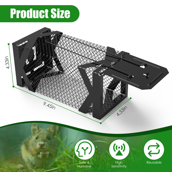 Humane Mouse Trap Cage, Non-Lethal (No Electricity/Glue/Chemicals), Heavy Duty 1.15mm Metal (Rustproof), Easy Catch & Release for Mice/Voles/Hamsters, Indoors/Outdoors Use-18