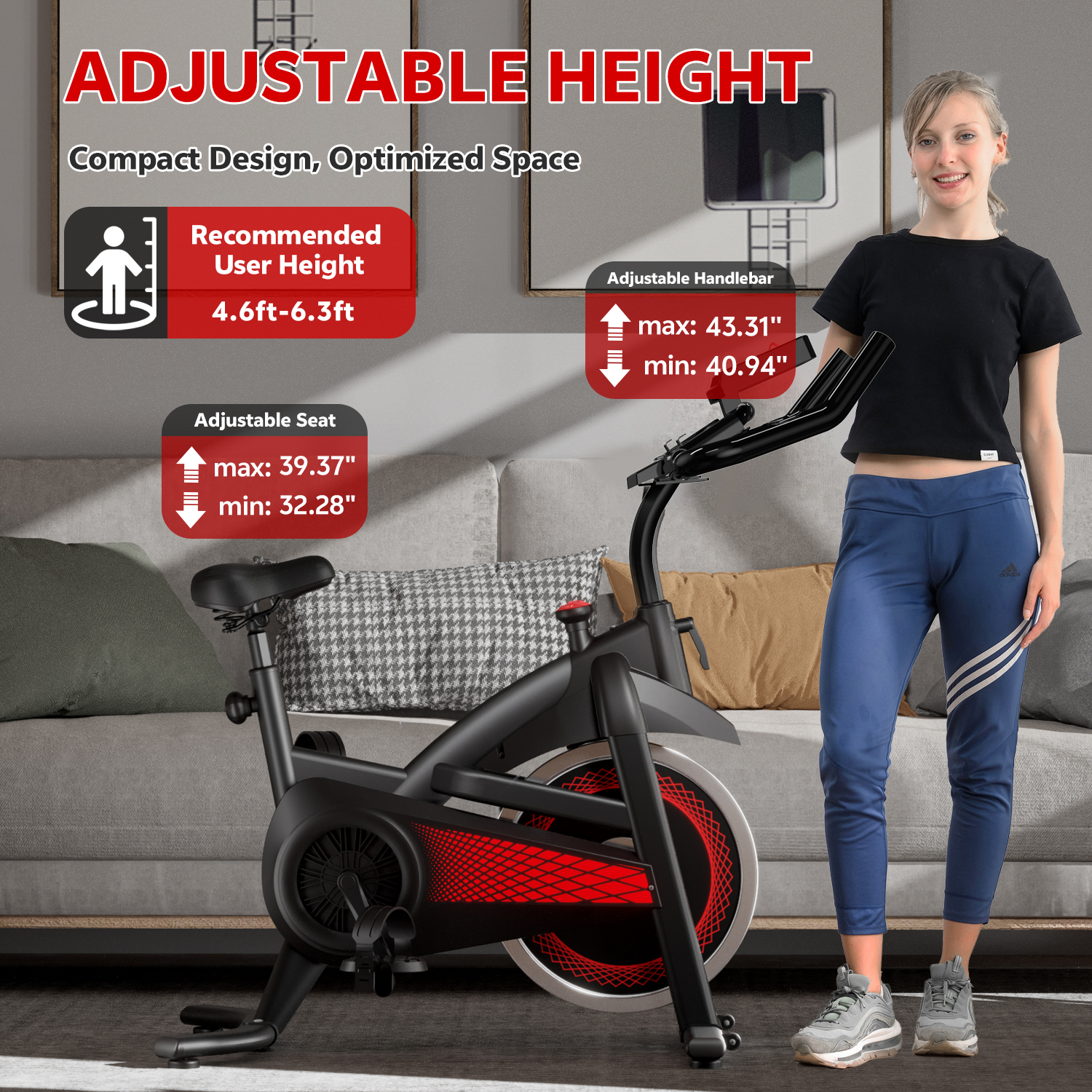 Vélo d'exercice, vélos stationnaires à résistance magnétique réglable – Image 3