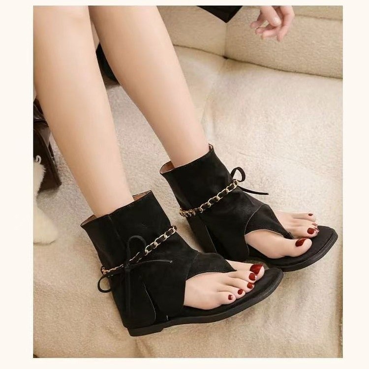 Chain Decor Thong Ankle Boots, picture 2 of 4