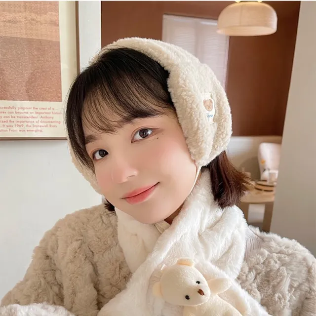 Winter Warm And Cute Bear Earmuffs Beige - Shop at LoveMi