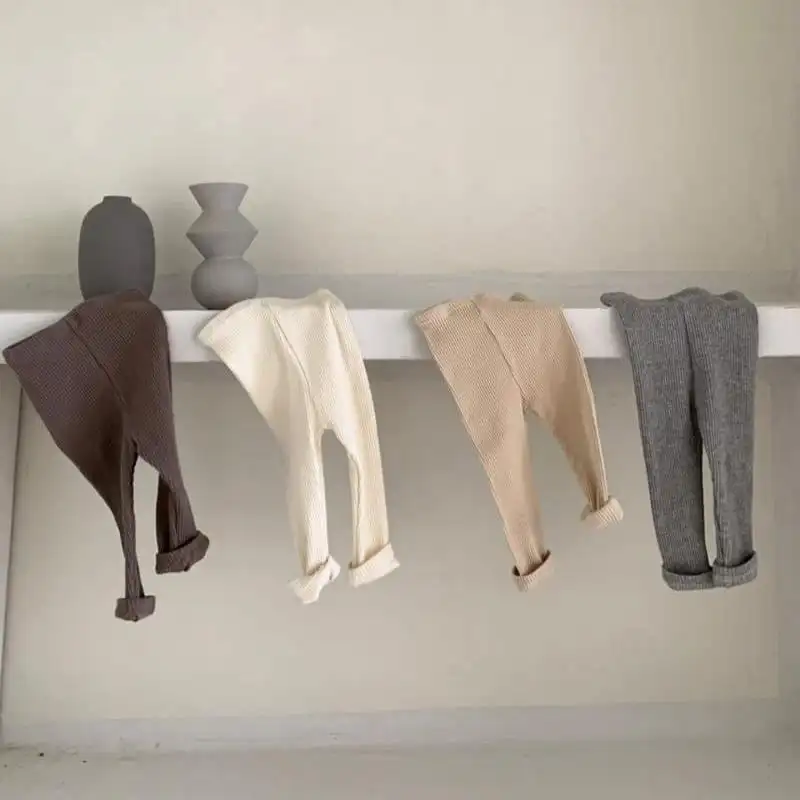 Baby Cotton Pit Strip Stretch Leggings Go Out And Leisure All-match