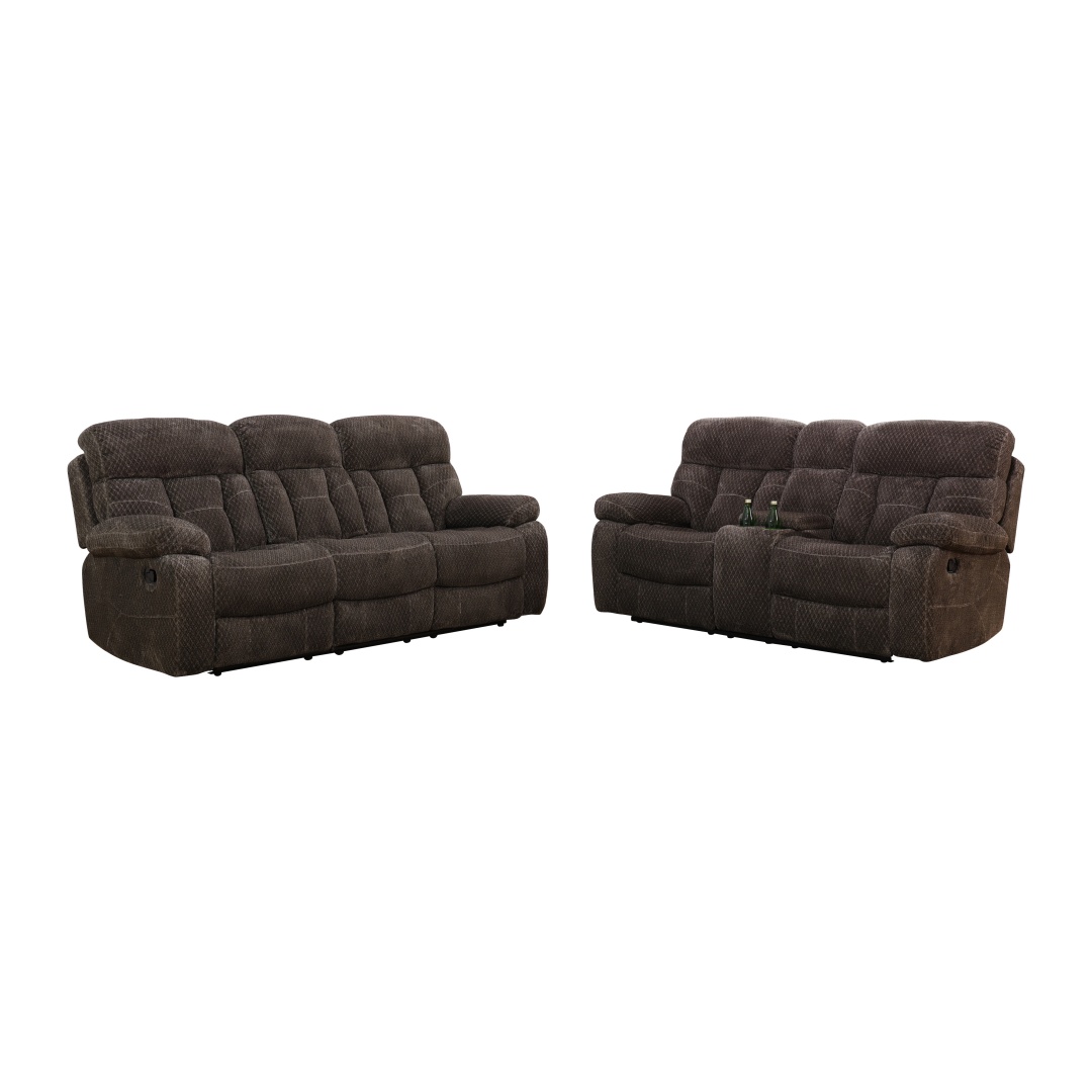 Pickup Only--Brown Cashmere Fleece Living Room Recliner Intelligent 3-Piece Sofa Set