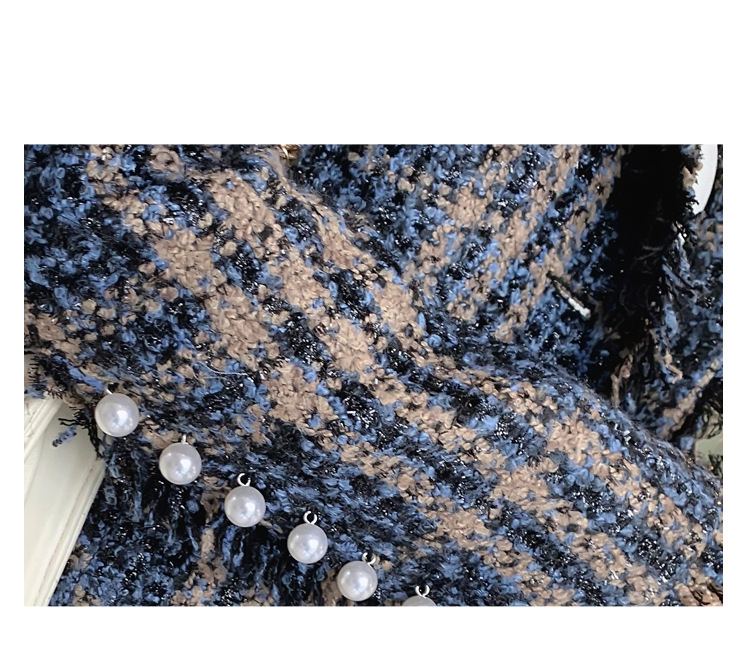 Fashion Slim Tweed Plaid Beaded Tassels