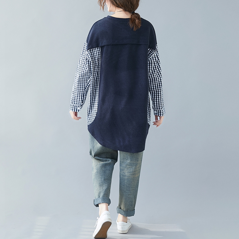 Fake Two-piece Long-sleeved Shirt Western Style Age-reducing Top