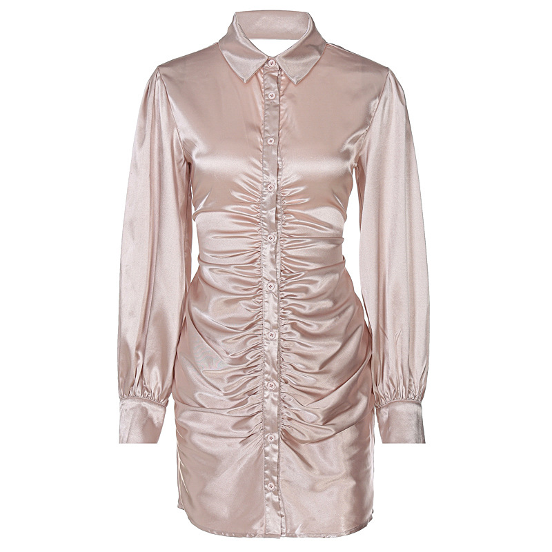 Lapel Buttoned  Back Fashionable Sexy Dress