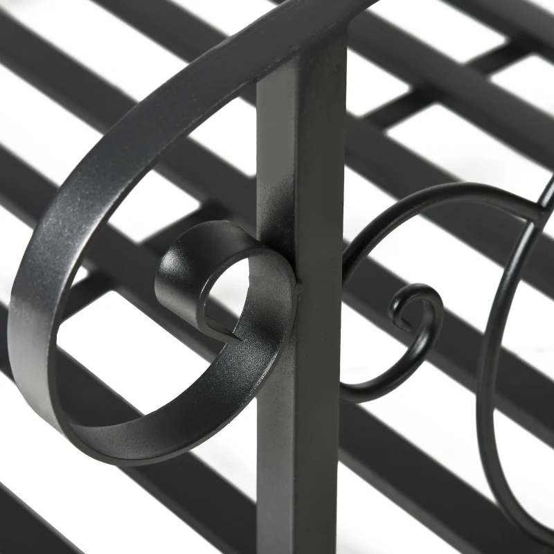 6' Metal Arch Backyard Garden Bridge, Safety Siderails, Arc Footbridge For Backyard Creek, Stream, Pond, Black