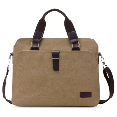 Tote Bag Men's Simple Briefcase Fashion Canvas - Khaki - View 1
