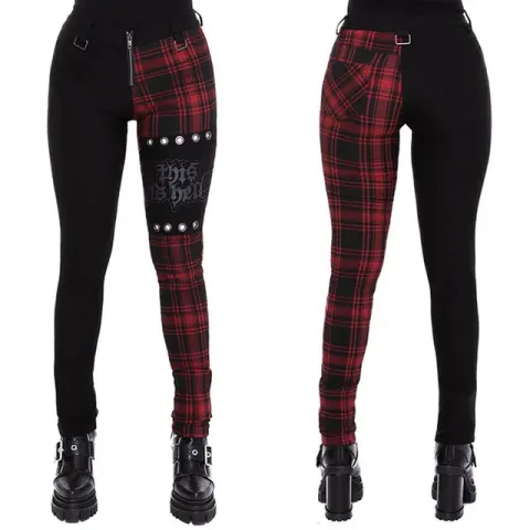 Women Plaid Pants High Waist Gothic Punk Pant Spring
