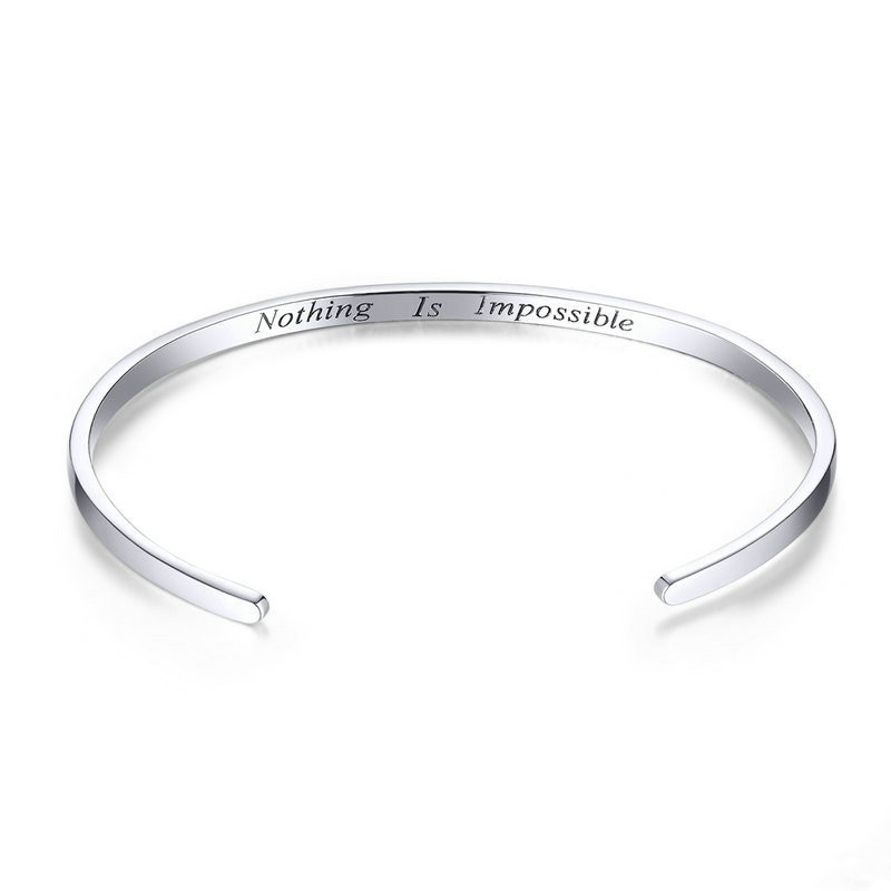 Sterling Silver S925 Simple And Stylish Adjustable Opening Bracelet
