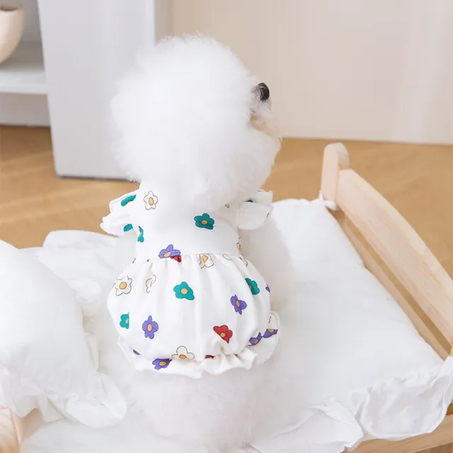 New Dog Clothes Cute Mesh Strawberry Strap Dress White Flower - Shop at LoveMi