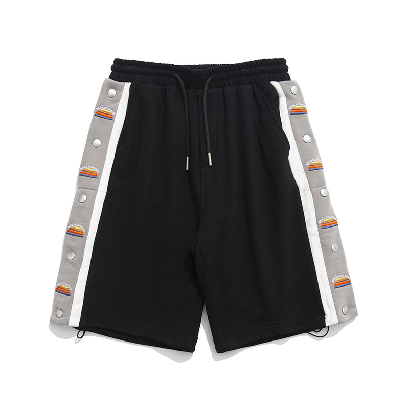 Colorblock Side-breasted Embroidery Casual Five-point Shorts Men