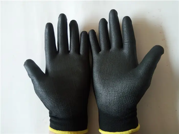Black Nylon PU Coated Palm Dipped Gloves