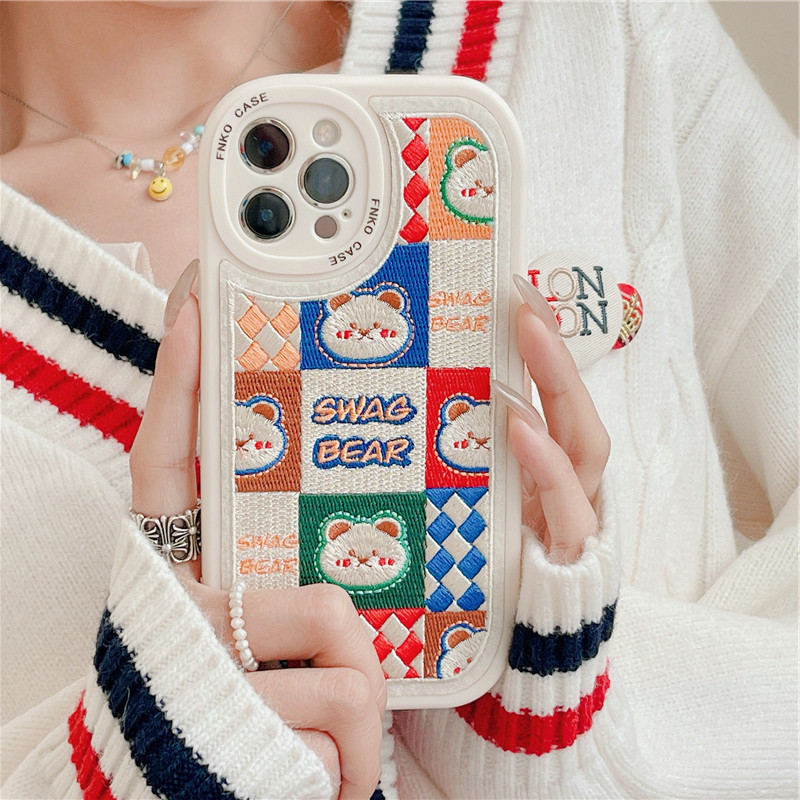 Cute Embroidered Bear And Rabbit Phone Case - Image 5