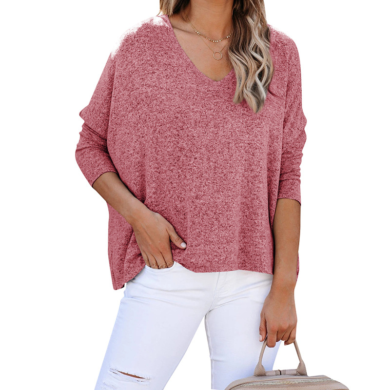 Title 15, Bat Sleeve V-Neck Loose Pullover Top