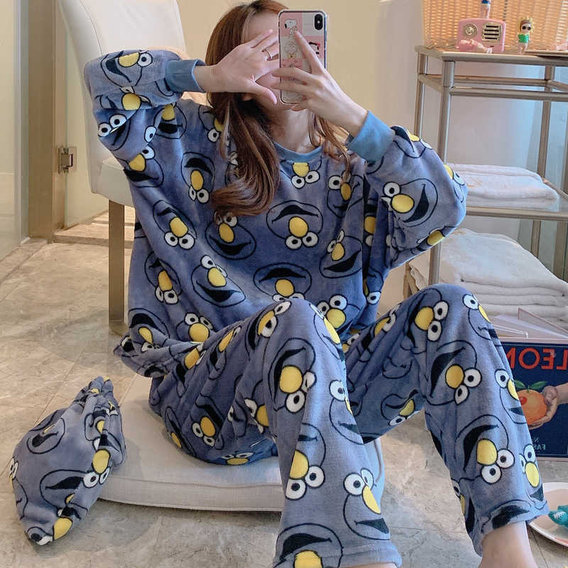 Title 15, Coral Fleece Pajamas Female Winter Thickened An...