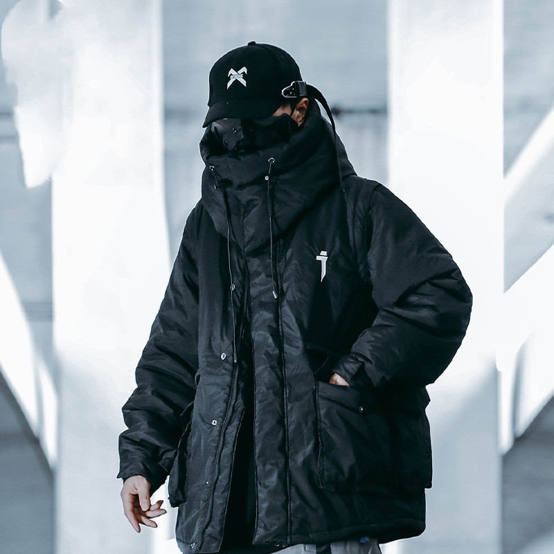 Men's Loose Casual Fish Mouth Hat Cotton-padded Jacket