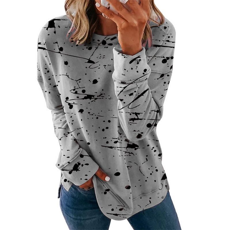 Title 6, Graffiti print loose long sleeve T-shirt