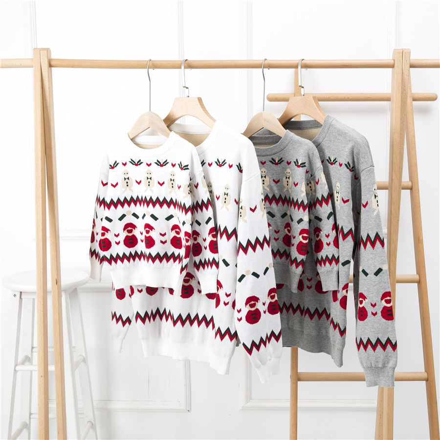 A Family Of Three New Year Sweater Mother And Daughter Knitwear