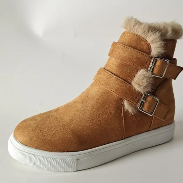 Flat Short Boots Women Fashion Casual Brown - Shop at LoveMi