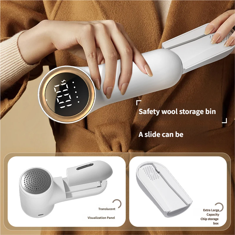Rechargeable Lint Remover, White ABS Fabric Shaver For Clothes & Sweaters
