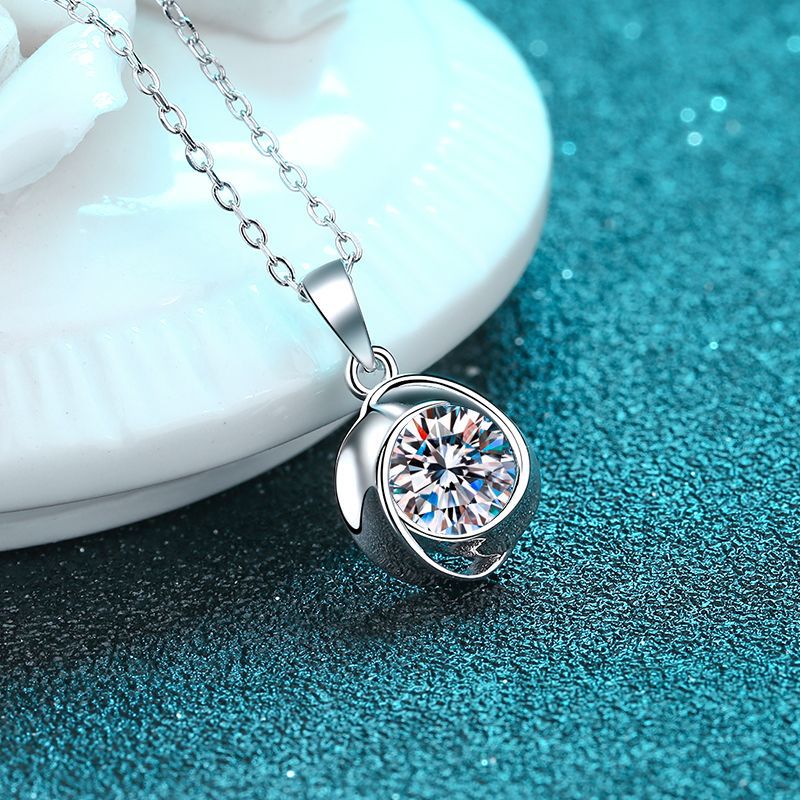 Women's Sterling Silver Necklace Fashion Whirlwind Round Bag