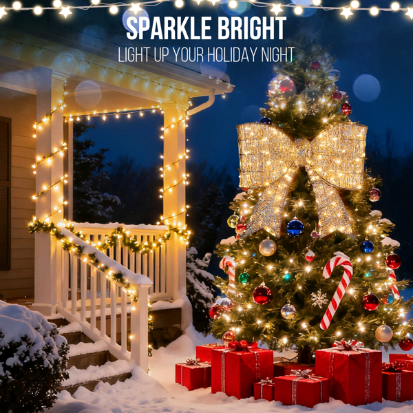 Pre-lit Outdoor Giant Bowknot Christmas Decoration, Lighted Metal Frame With 124 Warm White LED Lights… image 8
