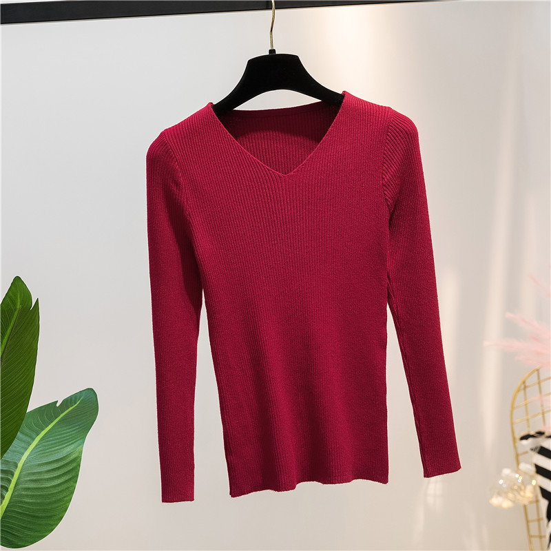 Title 5, Autumn and Winter V-neck Knitted Long-sleeved S...