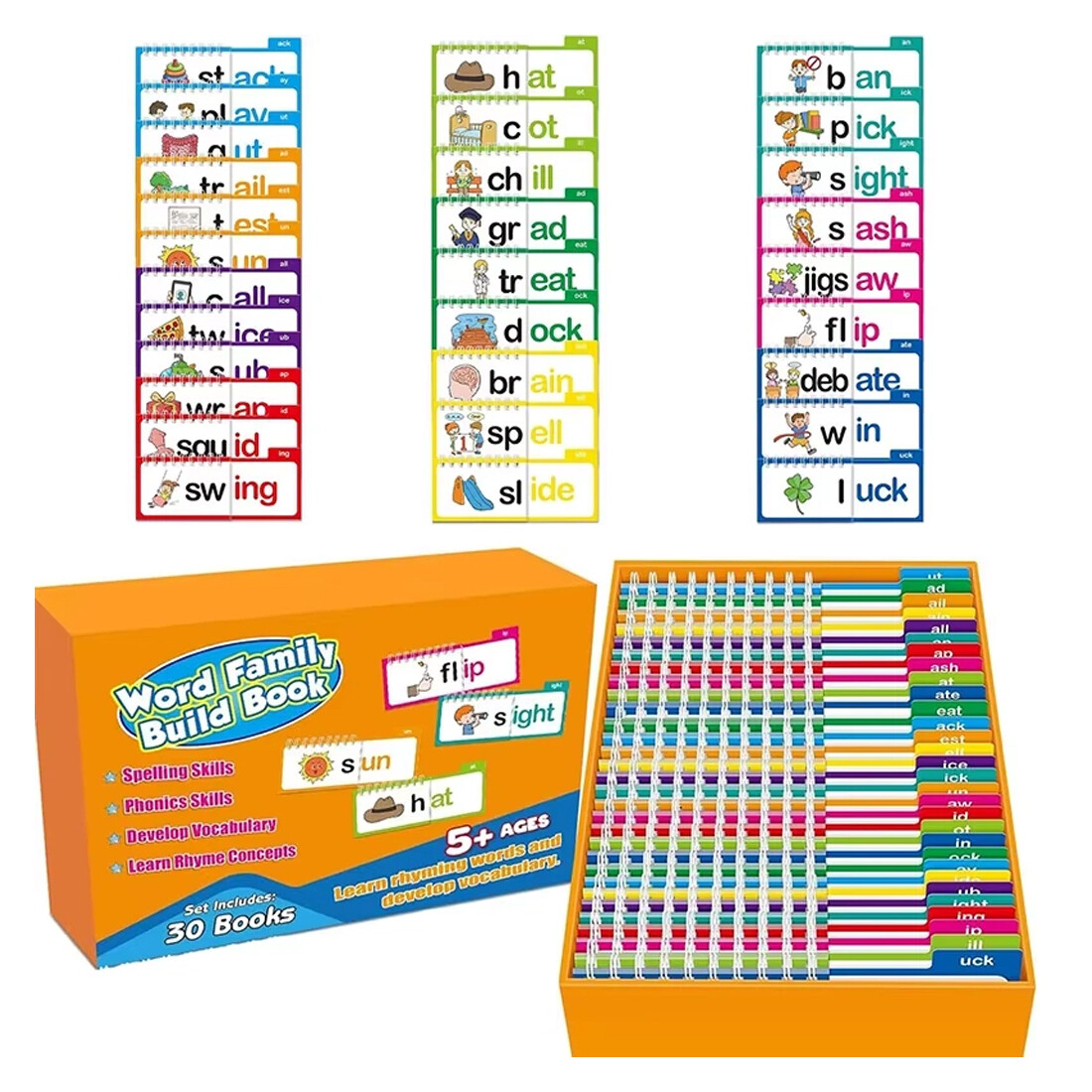 30 Read And Rhyme Flip Books,Word Families Flash Cards, Sight Word — image 5