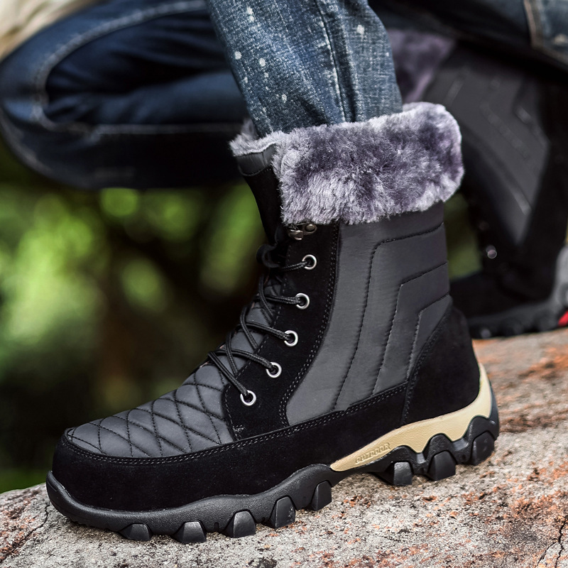 Title 7, Snow Boots British Style Trendy Thick-soled Men...