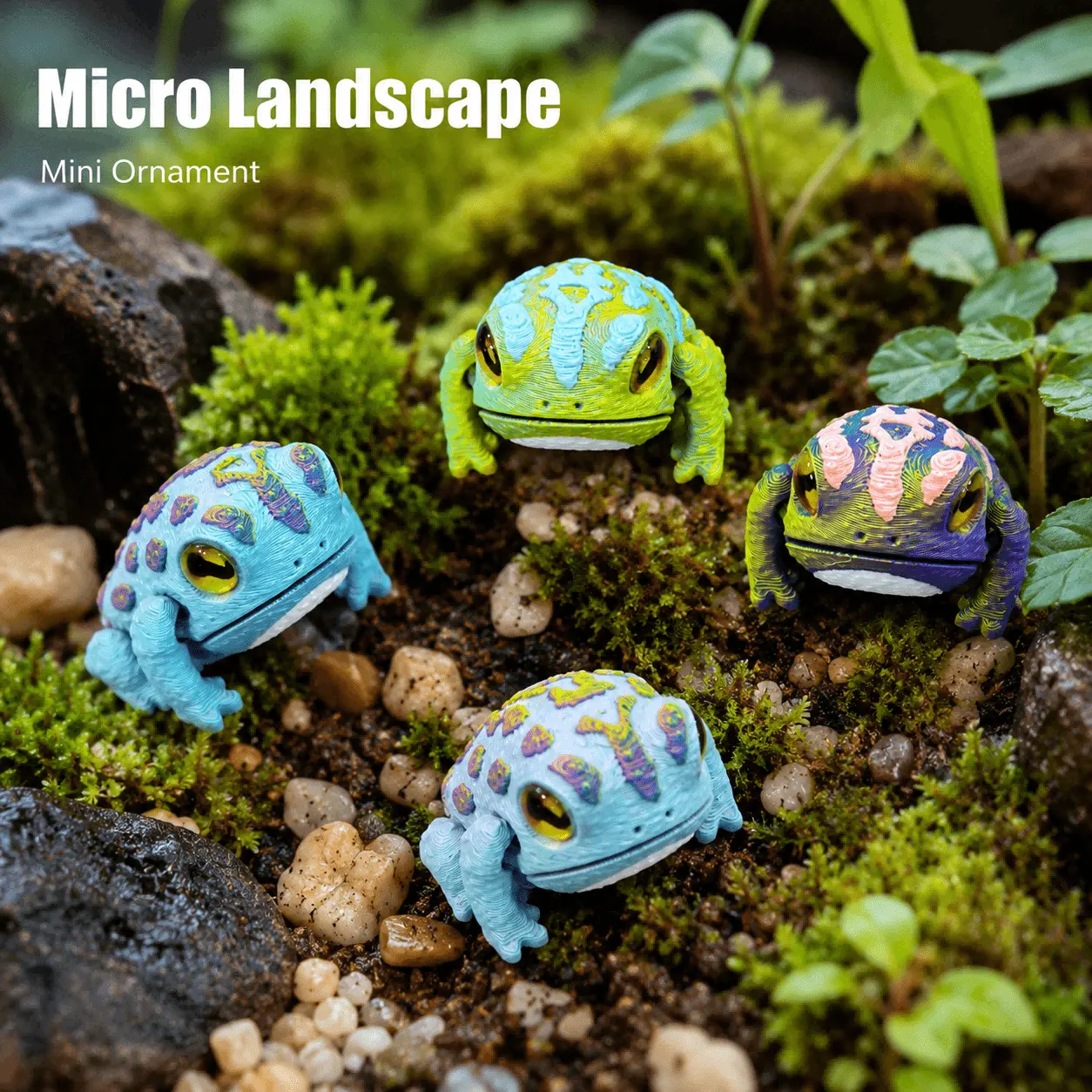 3D Printed Mini Frog Figurine Set, Random