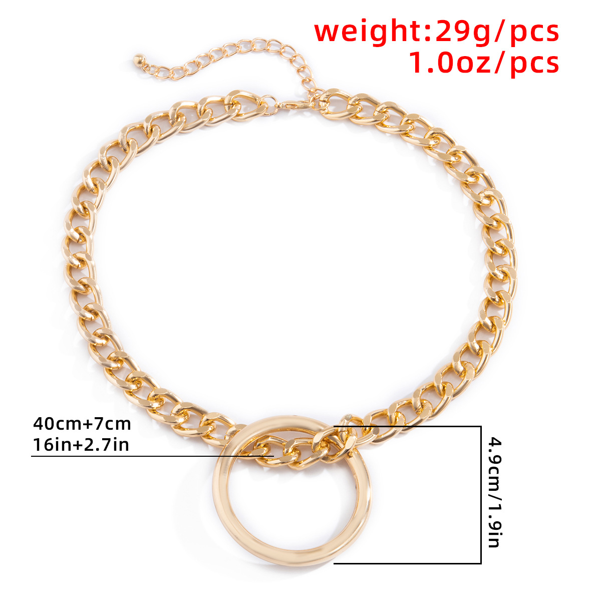 Hip-hop Hipster Single-layer Geometric Ring Necklace