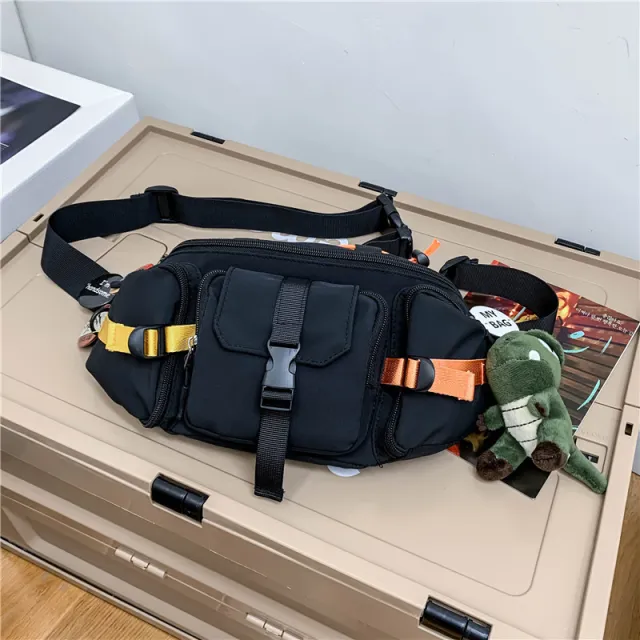 Messenger Men's Trendy Sports Backpack Student Small Shoulder Bag Black - Shop at LoveMi
