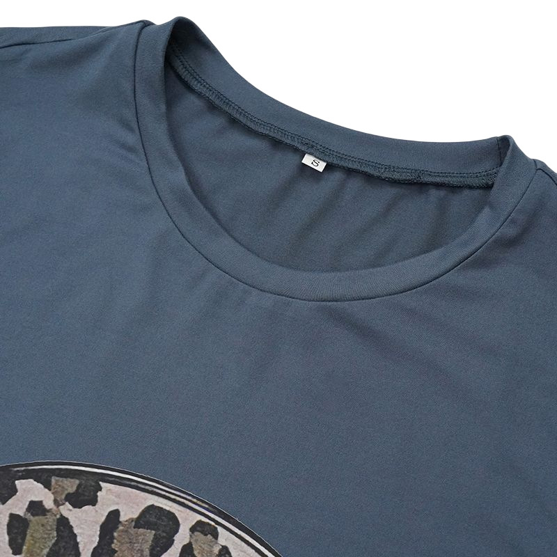 Title 6, Womens Solid Leopard Print Round Neck T-shirt ...