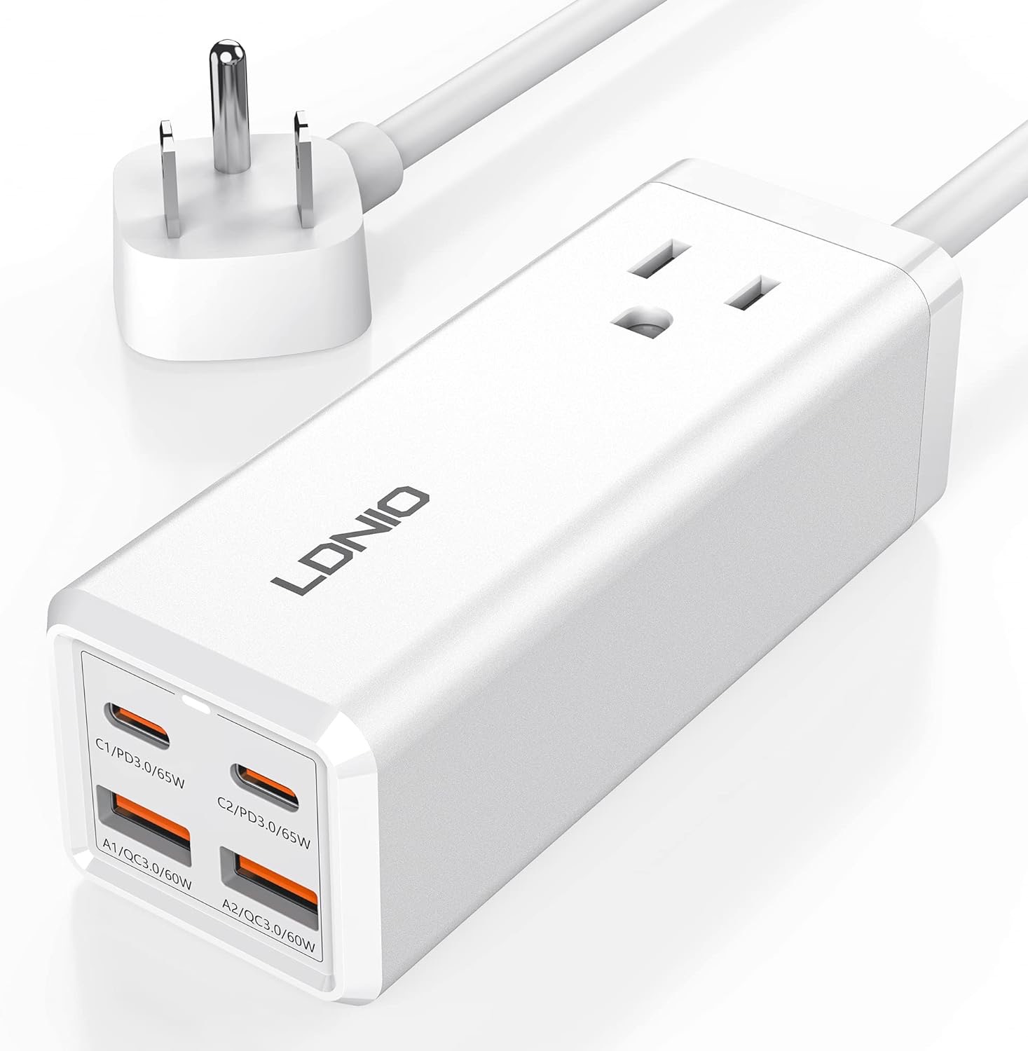 MANTO 65W 5-in-1 GaN USB Charging Station - Wide Compatibility, Portable Design, Fast Charging GaN Technology, ETL Certified, 5-in-1 GaN USB C Charger, 65W High-Speed Charging, Powerful Output Distribution.