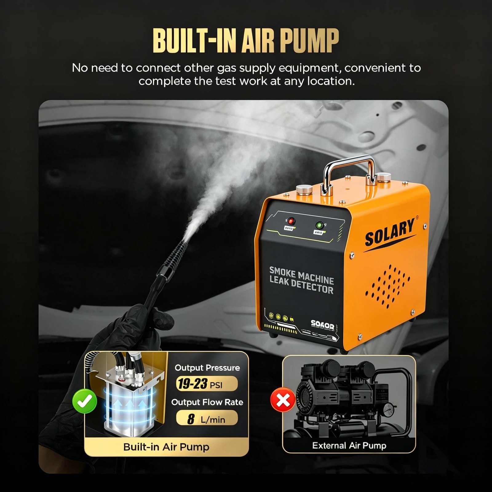 Auto Car EVAP Smoke Machine Leak Detector Pipe Diagnostic Tester 23 PSI — image 7